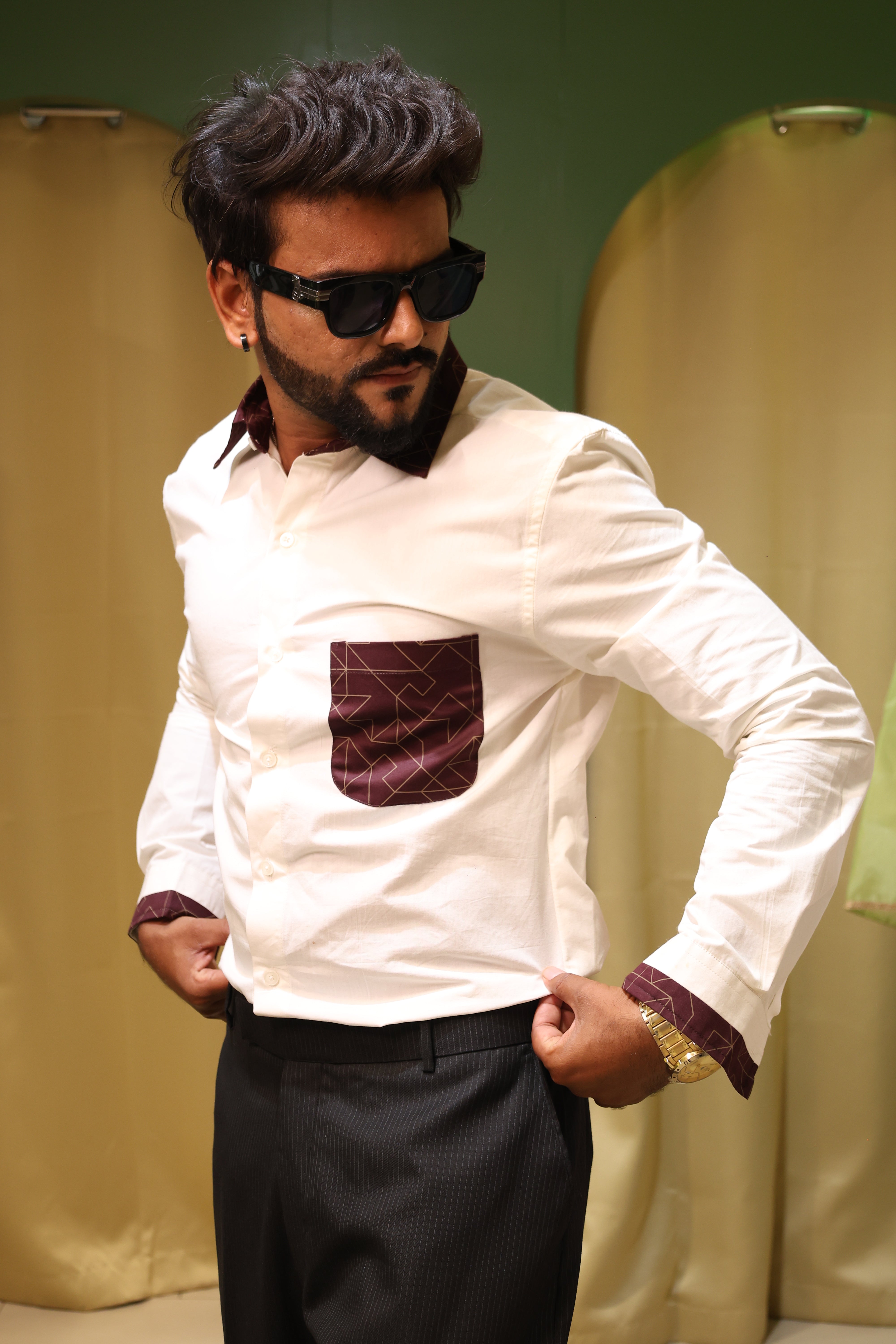 Statement Shirt With Brown Pocket